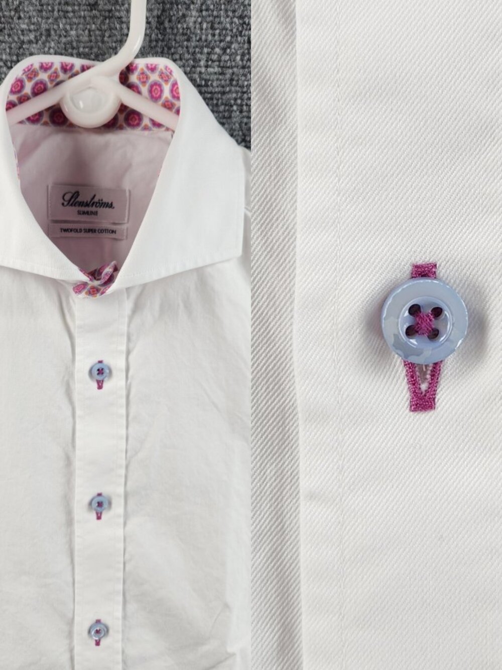 Stenstroms Twofold Super Estonia Cotton 15 Slimline White Mens Business Shirt